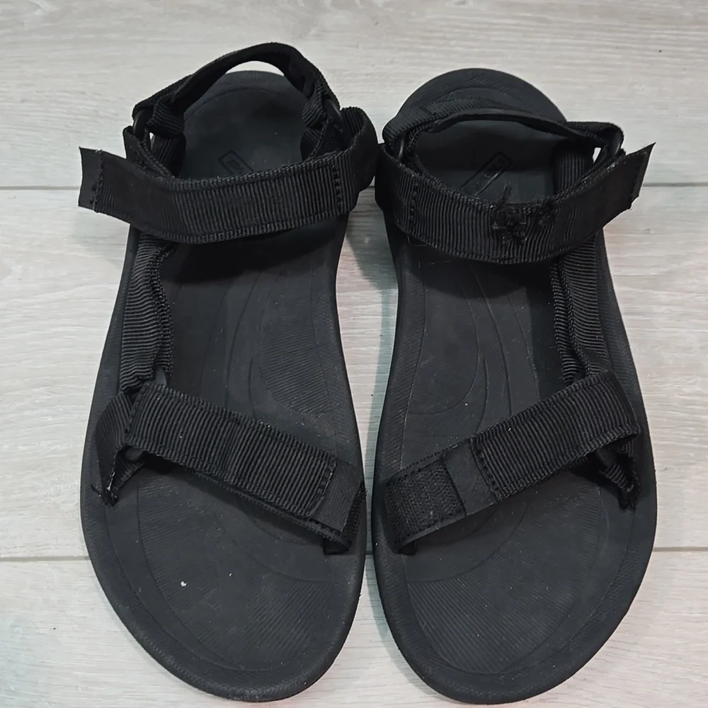 Teva Mens 6584 Hook&Loop Black Strappy Sandals Shoes Outdoor Sz 8